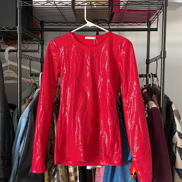 Saks Potts Saya Top Red 2 - Picture 2 of 8